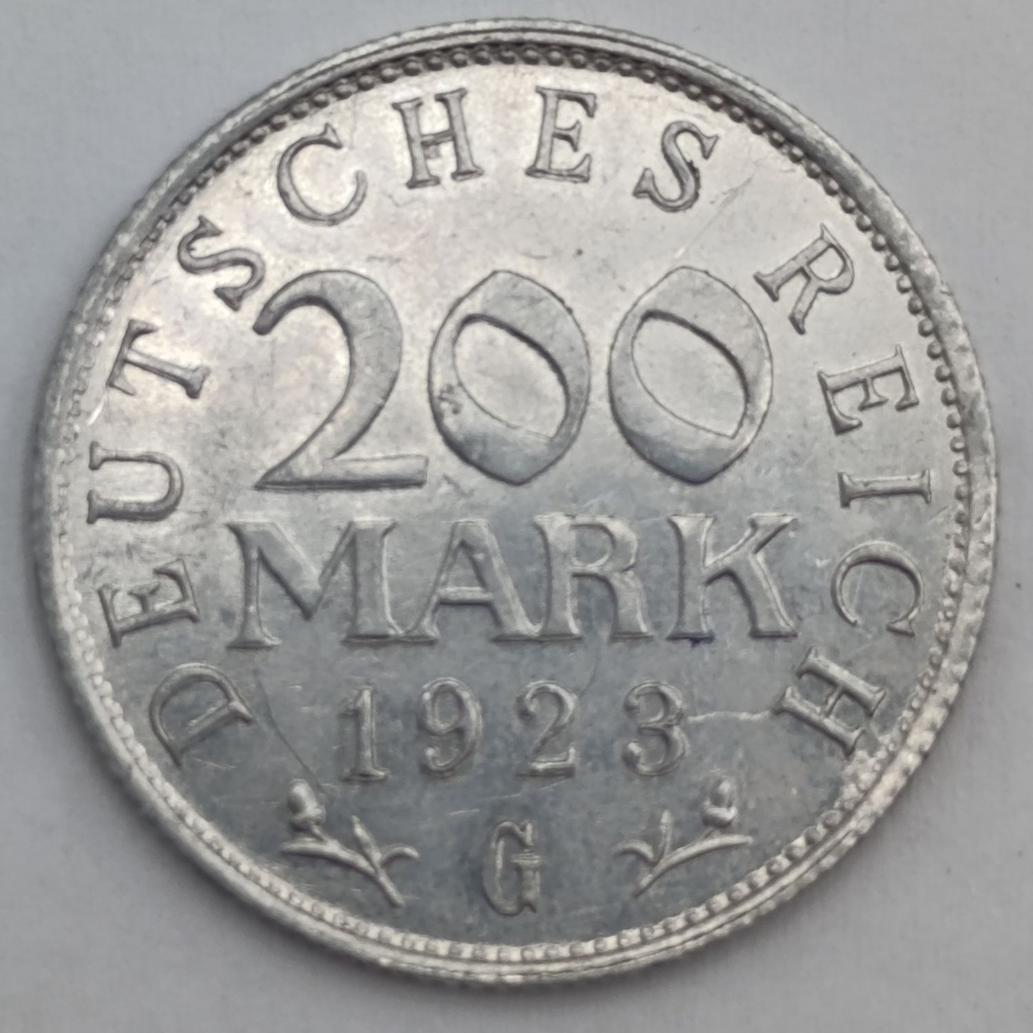 1923 Germany Deutsches Reich 200 Mark G Mintmark- top condition