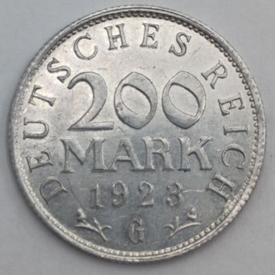 1923 Germany Deutsches Reich 200 Mark G Mintmark- top condition