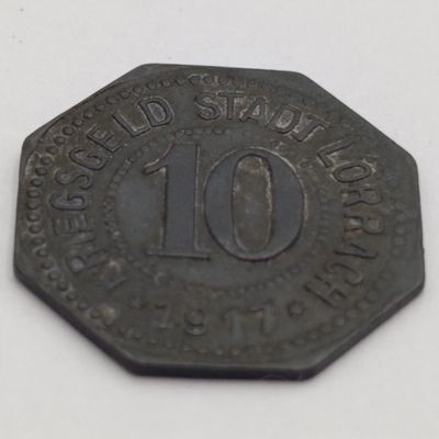 1917 German city of Lorrach Notgeld 10 pfennig