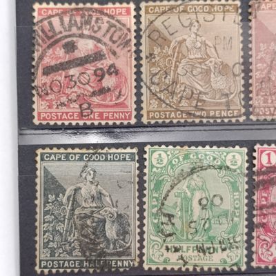 Cape of Good Hope Lot of 21 Antique Stamps on card - including higher values and some variations