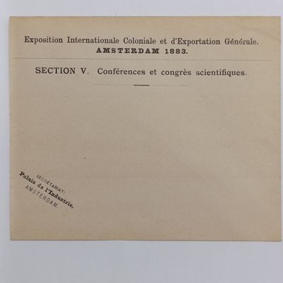 Envelope for the 1883 Amsterdam International Colonial Exhibition - Unused and Excellent Condition