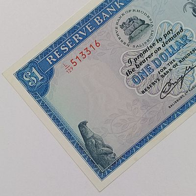 Rhodesia 2 Aug 1979 $1 banknote AU Bird watermark