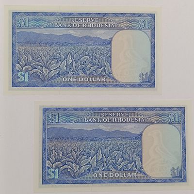 Rhodesia pair of $1 banknotes uncirculated 2 August 1979