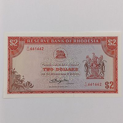 Rhodesia &amp;2 banknote 10 April 1979 uncirculated