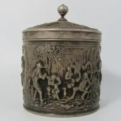 Vintage Herman Hooijkaas silver plated tea caddy for Douwe Egberts