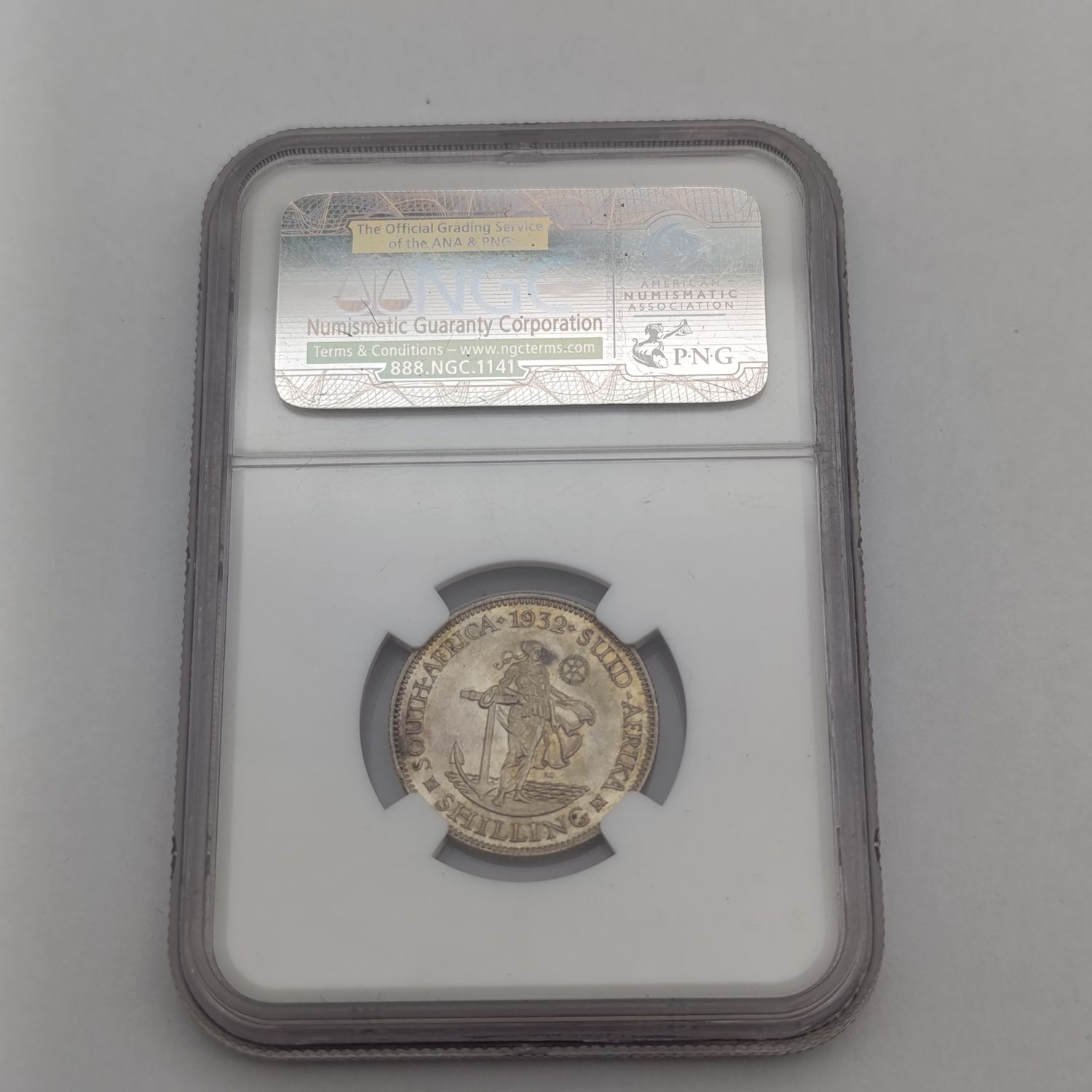 1932 South Africa Shilling graded MS 63 by NGC