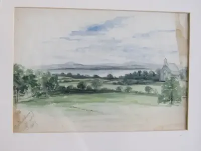 Lot of 2 Water colour paintings of Ballinderry church dated August 19th and 20th 1857 -See Description