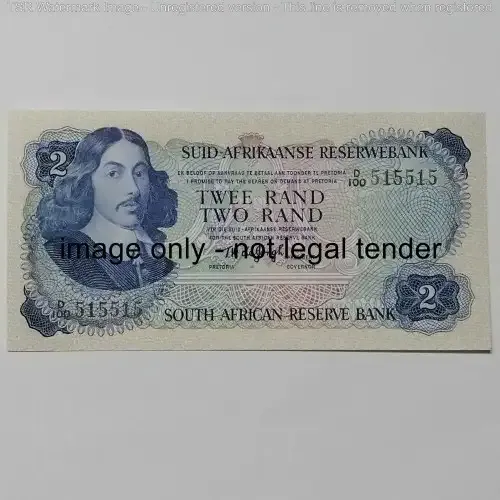 TW de Jongh Two Rand  (R2) RADAR banknote - No 575515 uncirculated
