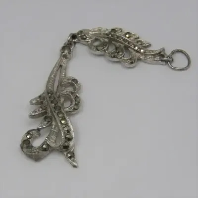 Vintage Fern design marcasite double pendant