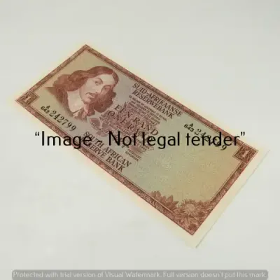 TW de Jongh 1st Issue R1 bank notes - springbok watermark - uncirculated with crease