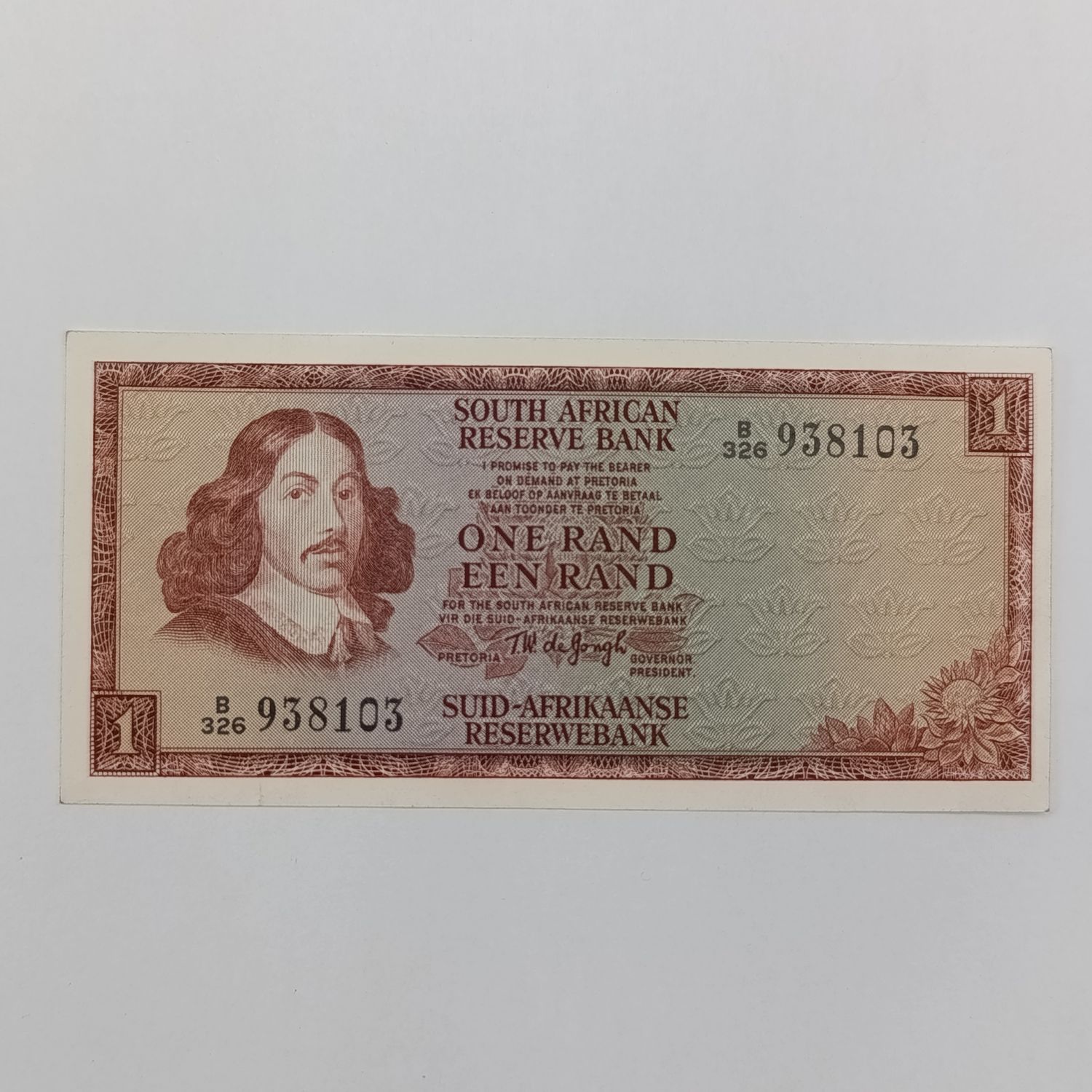 TW de Jongh second issue R1 note uncirculated with crease