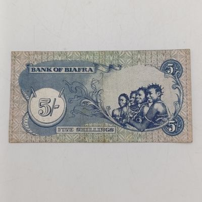 Biafra 1967/68 Five shilling banknote - Rare piece of Nigerian Civil War history