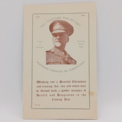 Jan Smuts greeting card sold for the benefit of the " SPEED THE PLANES " fund - 1941 - Still in excellent condition