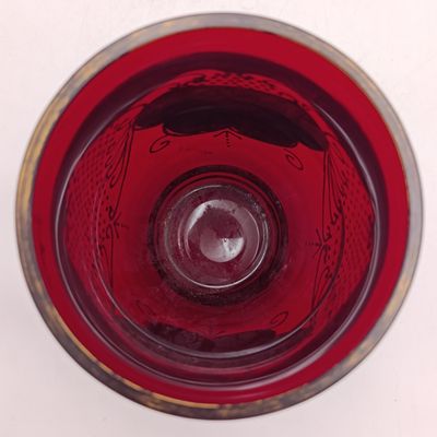 Vintage Czech Ruby glass flower vase