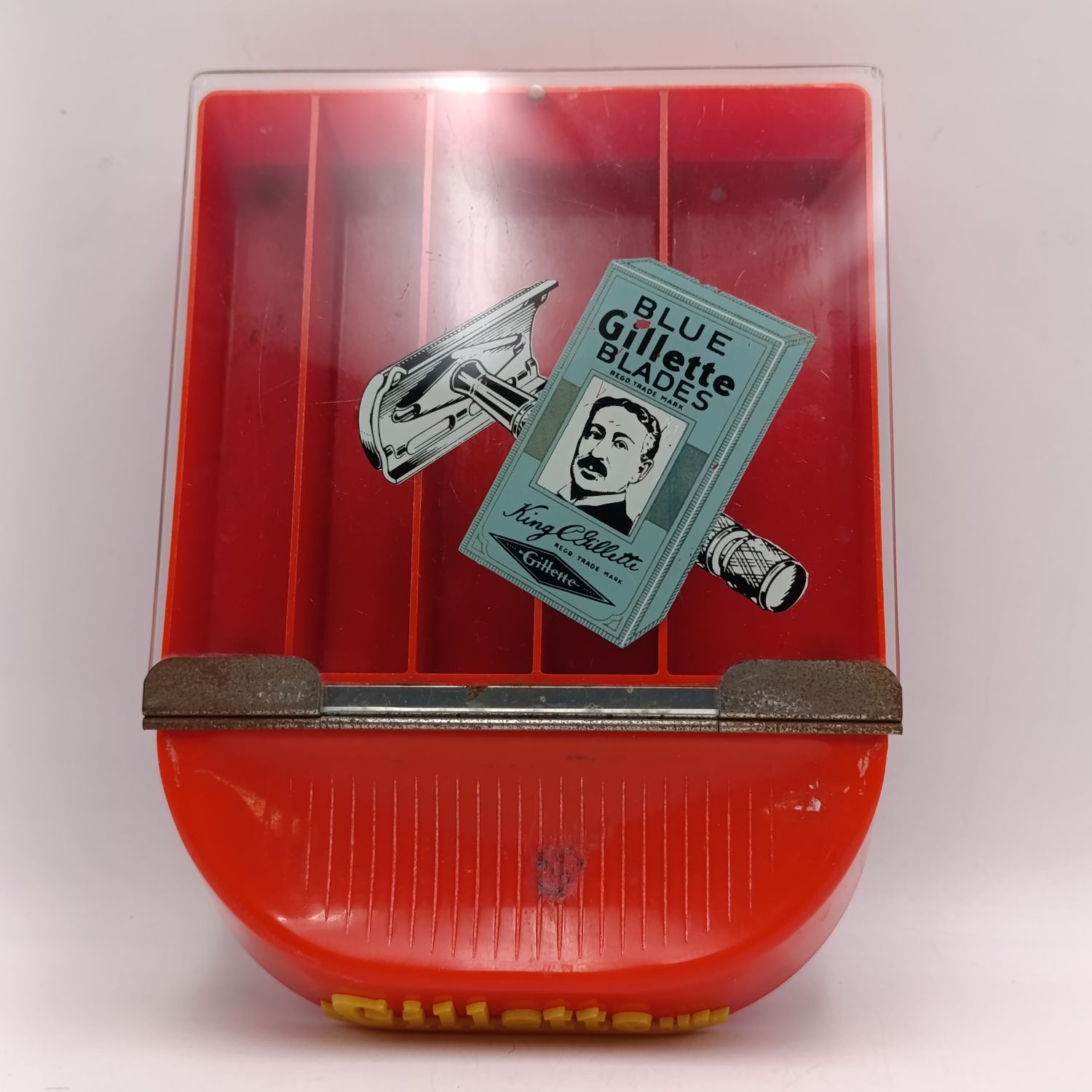 Vintage Gillette razor blades display case with Cecil John Rhodes