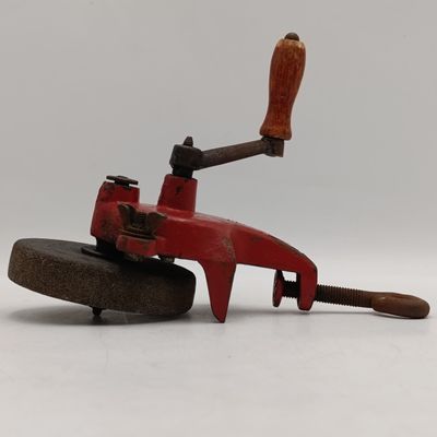 Vintage hand crank bench grinder