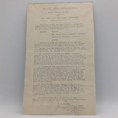 Invitation to and info on the 21st Soko Masai Anniversary Celebrations in 1937 - 6th SAI Association