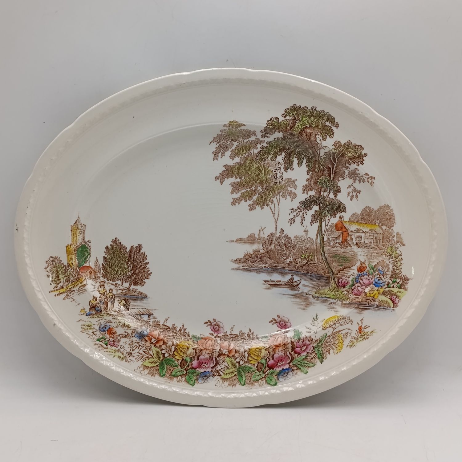 Vintage Swinnerton's The Ferry porcelain oval platter - size 37cm by 30cm
