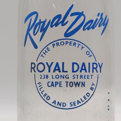 Vintage Royal Dairy Cape Town glass milk bottle
