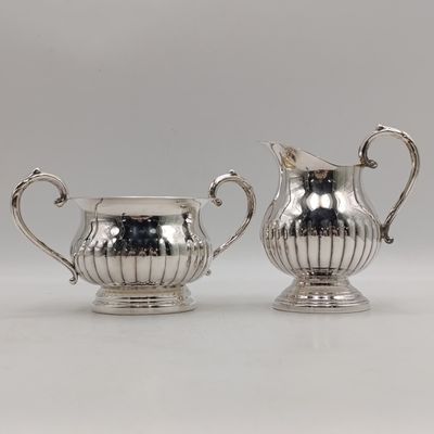 Vintage Silverplated milk jug and sugar bowl
