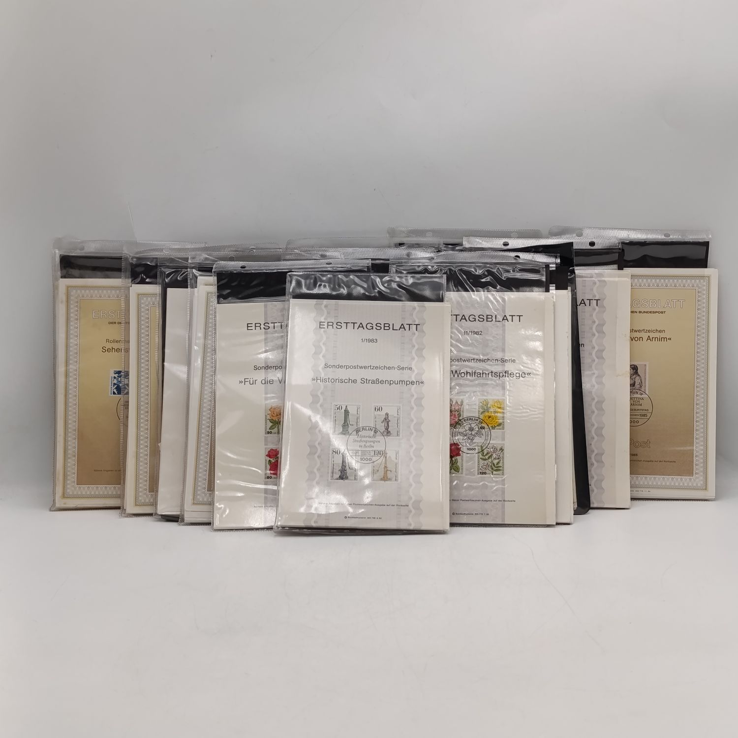 Collection of German Ersttugsblatt collector's stamp sheet 1982 to 1990