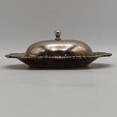 Vintage silver plated butter dish with glass inner