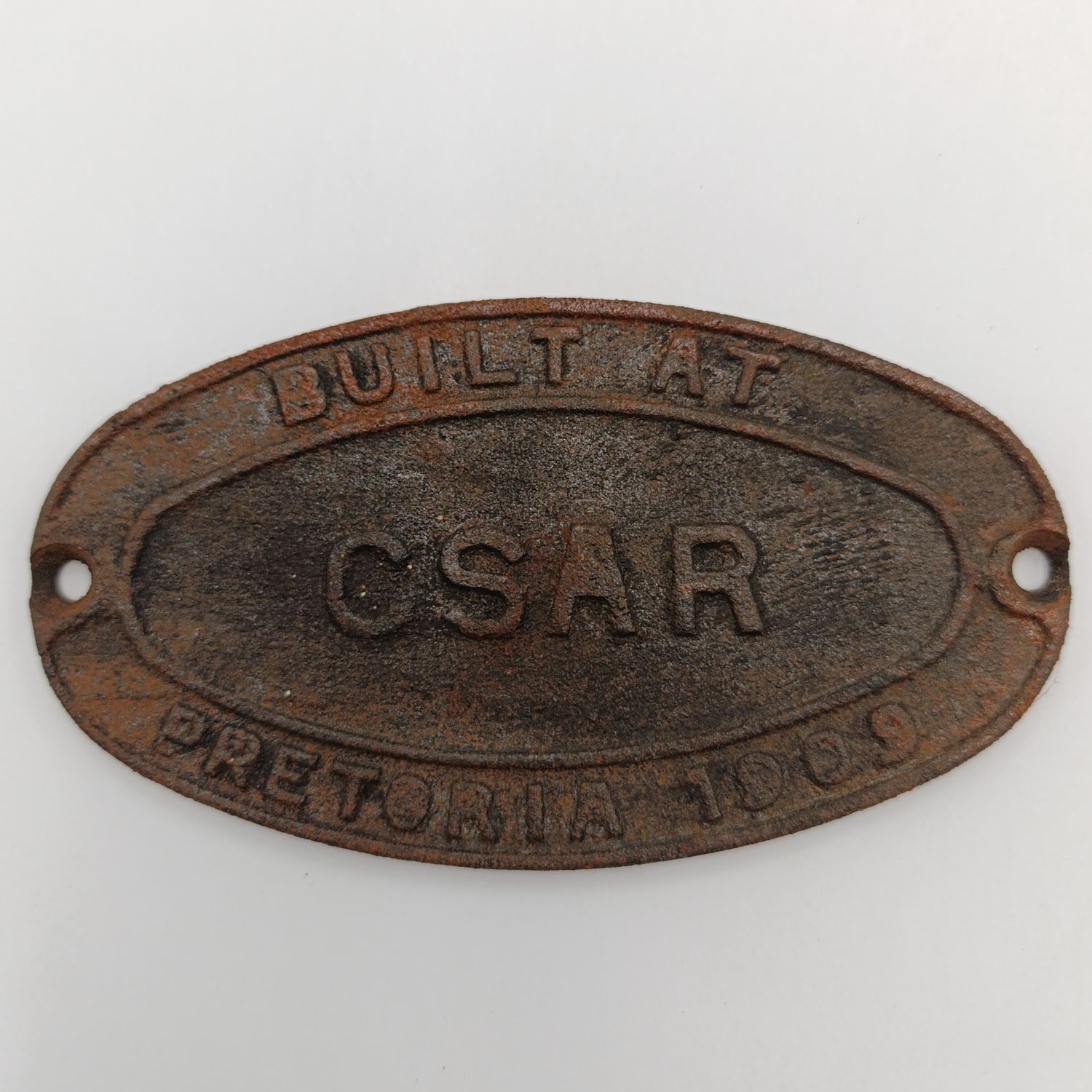 1909 Central South African Railways Pretoria cast iron builders plate - 16,5 x 9cm