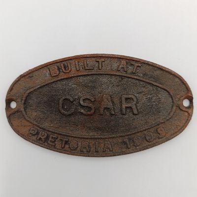 1909 Central South African Railways Pretoria cast iron builders plate - 16,5 x 9cm