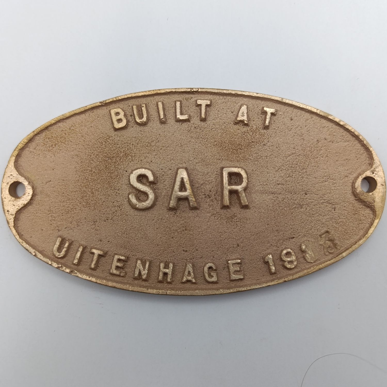 1933 SA Railways Uitenhage coach builder brass plate