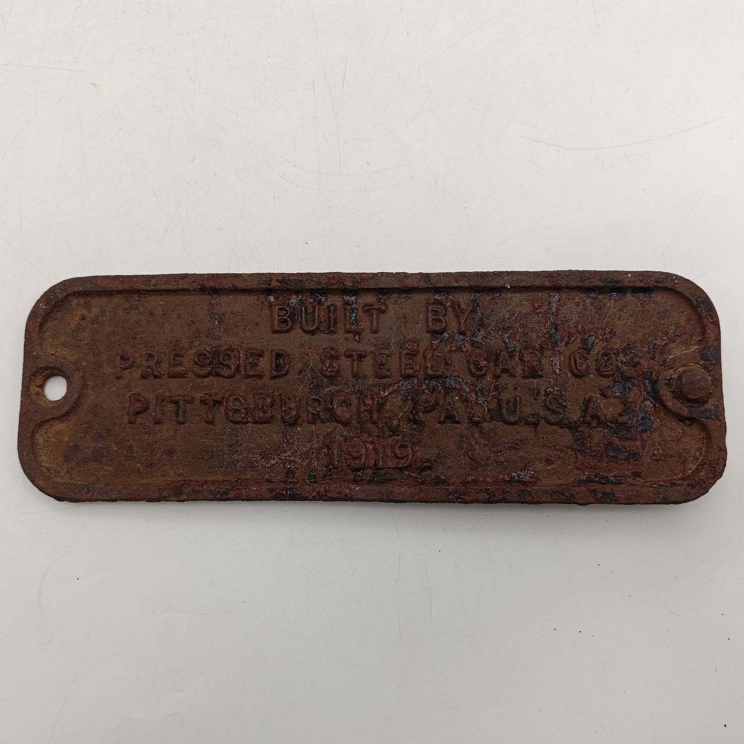 1919 Pressed steel car company Pittsburgh cast iron builders plate