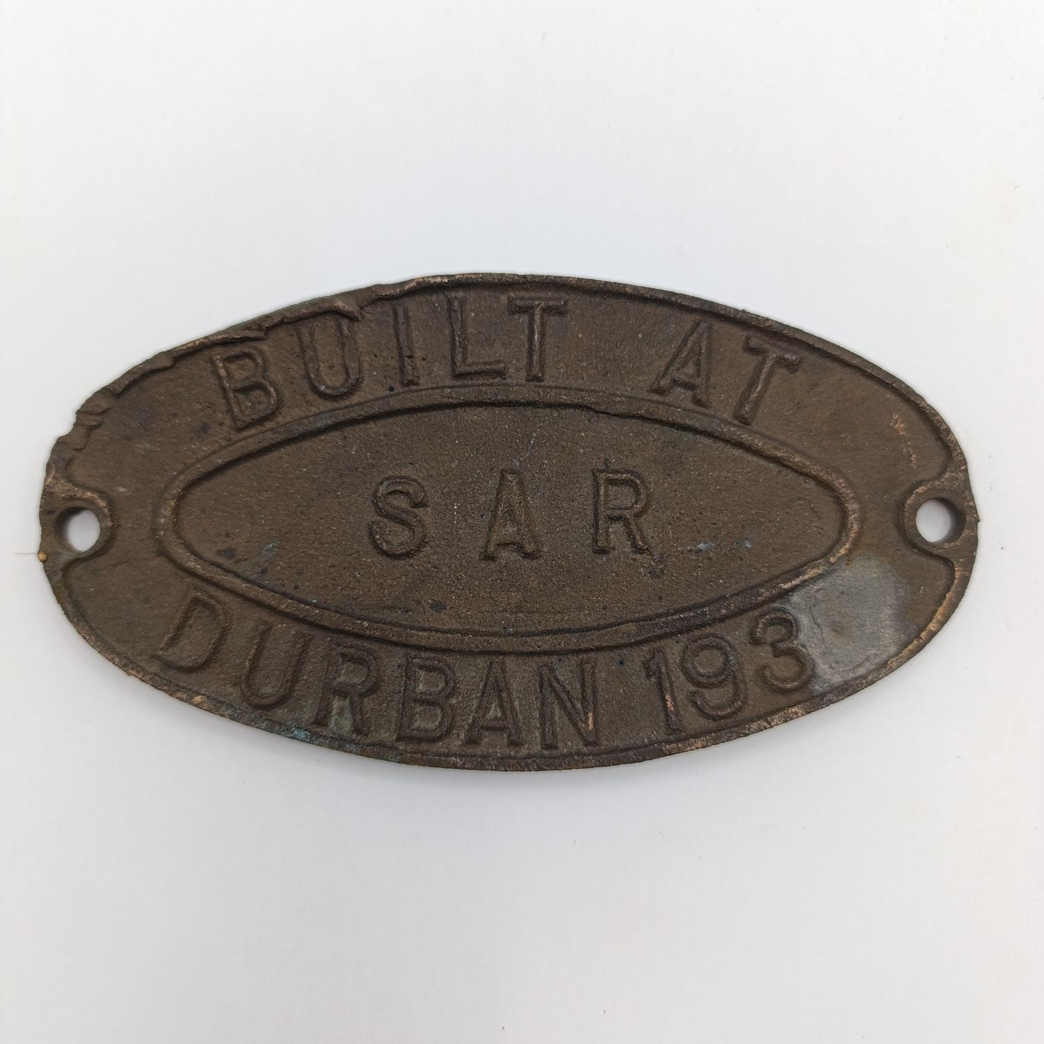 193? SA Railways Durban coach builder brass plate - date removed