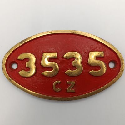 SA Railways Type CZ tander brass plate No. 3535