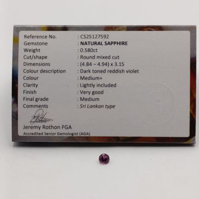 Round mixed Natural Sapphire of 0.580ct with GEMLAB certificate