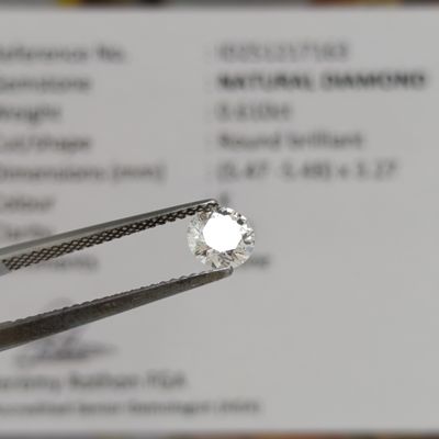 Round Brilliant Natural diamond of 0.610ct - colour K, SI1 with GEMLAB certificate