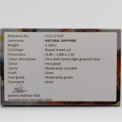 Round mixed Natural Sapphire of 0.266ct with GEMLAB Certificate
