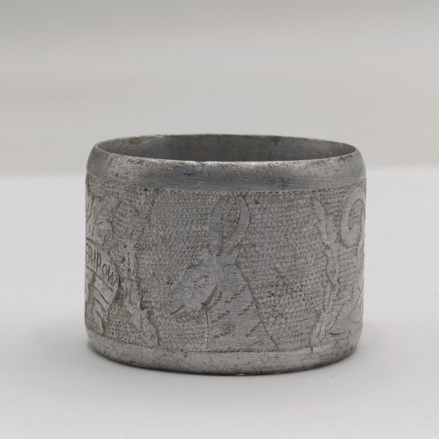 WW2 Prisoner of war trench art napkin ring - Remember POW - Love