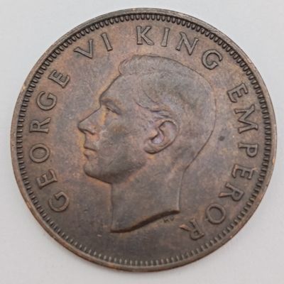 New Zealand 1942 half penny AU+