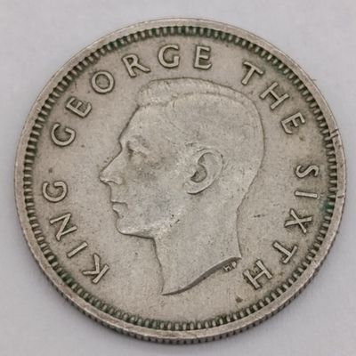 New Zealand 1950 six pence XF