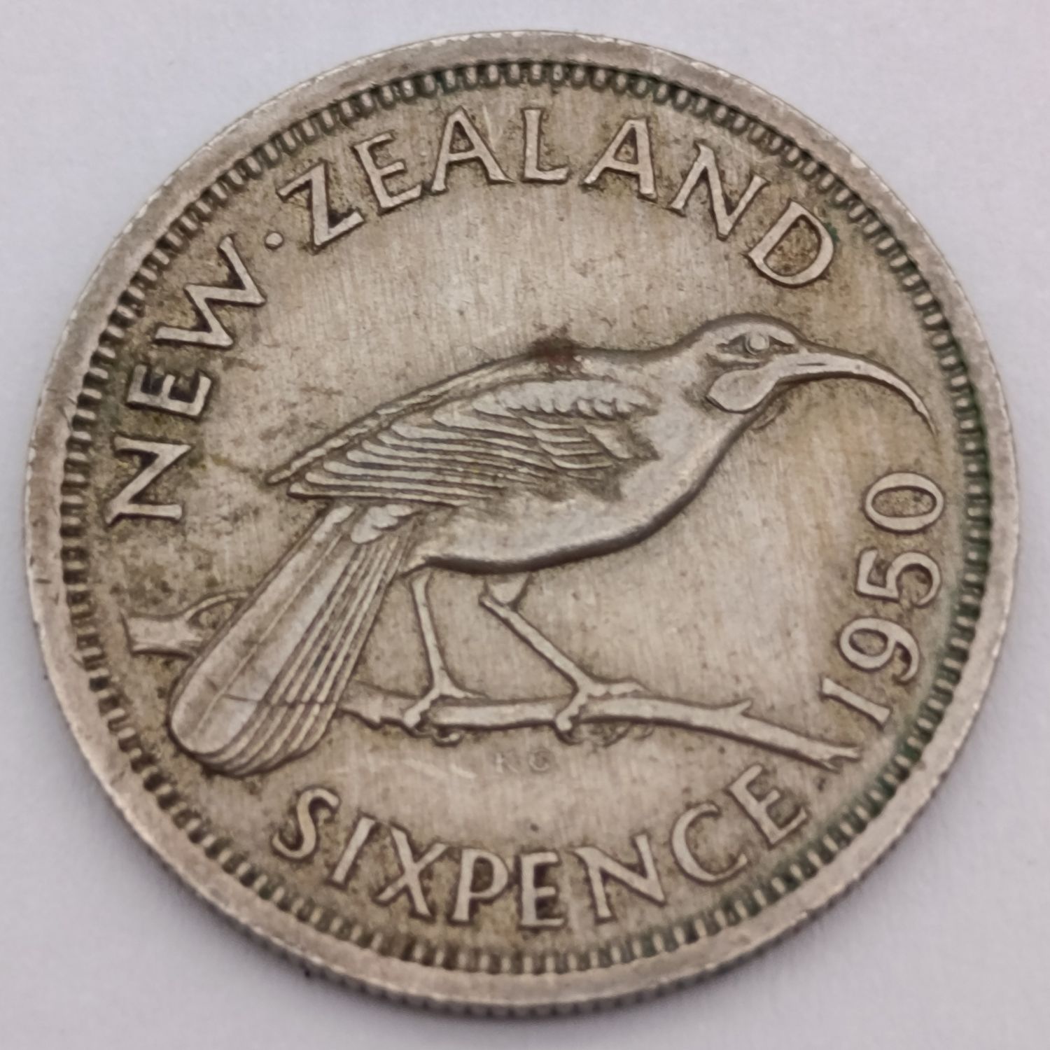 New Zealand 1950 six pence XF