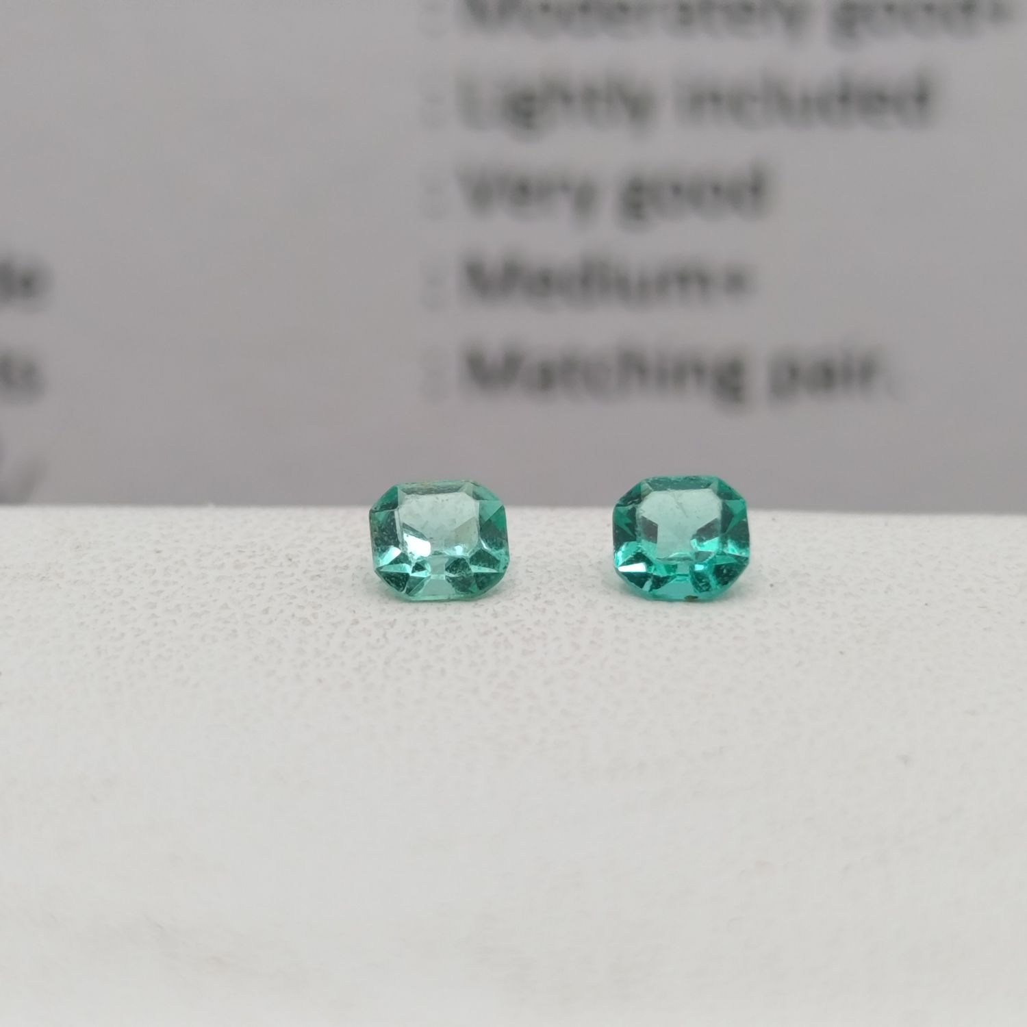 Pair of Step Cuts Natural Emerald of 0.354ct in total with GEMLAB certificate