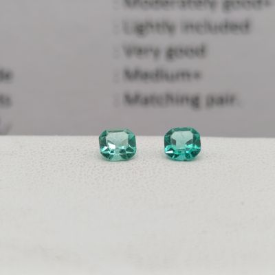 Pair of Step Cuts Natural Emerald of 0.354ct in total with GEMLAB certificate