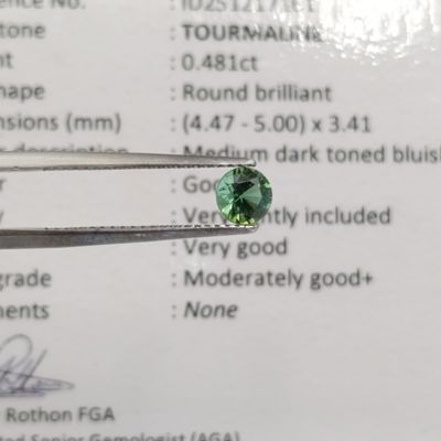 Round Brilliant Tourmaline of 0.481ct with GEMLAB Certificate