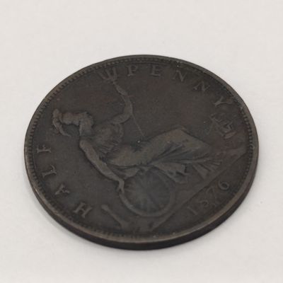 1876 H Great Britain half penny - Fine