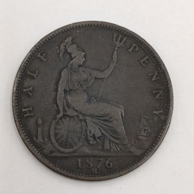 1876 H Great Britain half penny - Fine