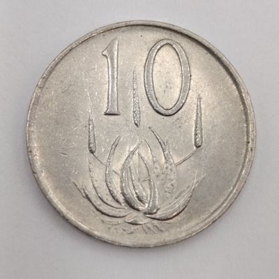 1988 South African ten cent rotated die struck