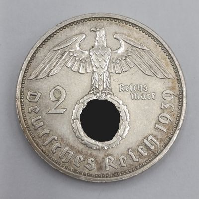 1939 J German Reich Hindenburg 2 Mark