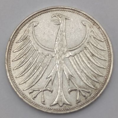 1958G Germany 5 mark XF+