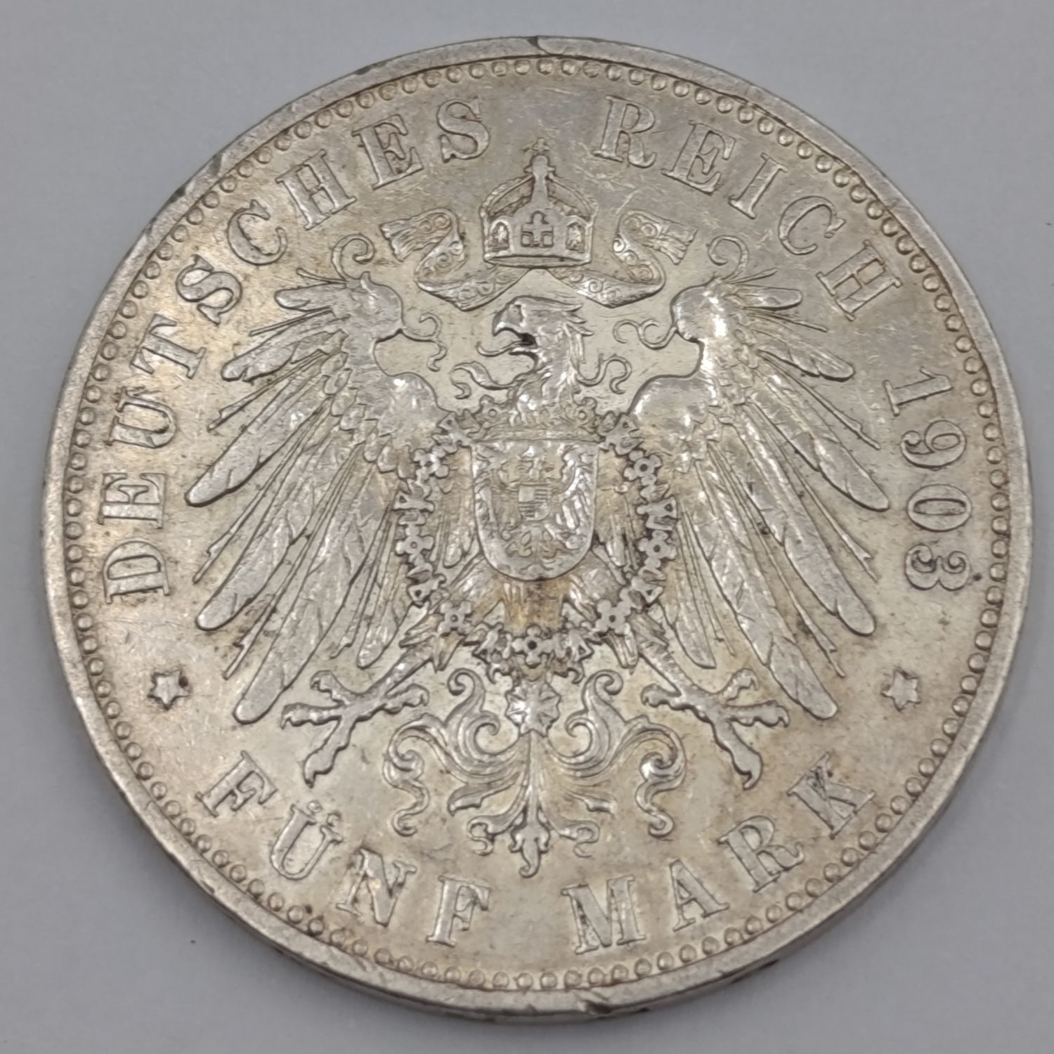 1903 A German Prussia 5 Mark XF