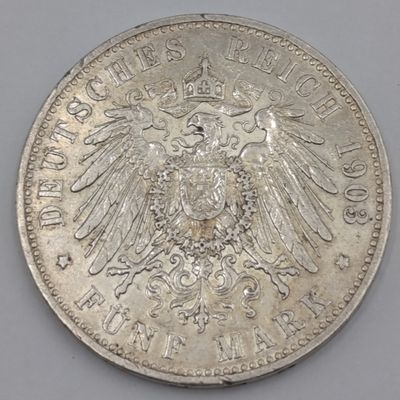 1903 A German Prussia 5 Mark XF