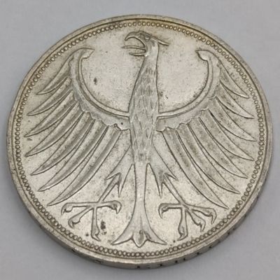 1960D Germany 5 Mark AU+